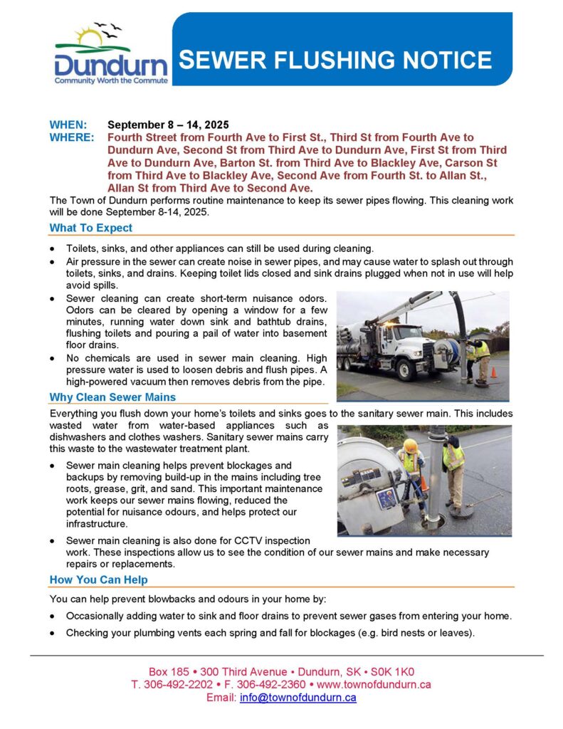 Public Notice: Sewer Flushing Maintenance