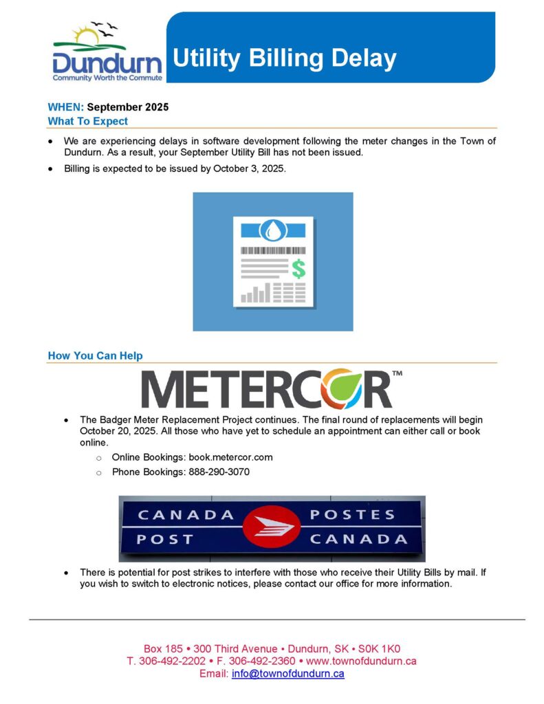 Public Notice: Utility Billing Delay - September 2025